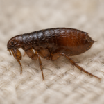 Close-up flea on fabric for the In Touch Pest Control flea pest guide